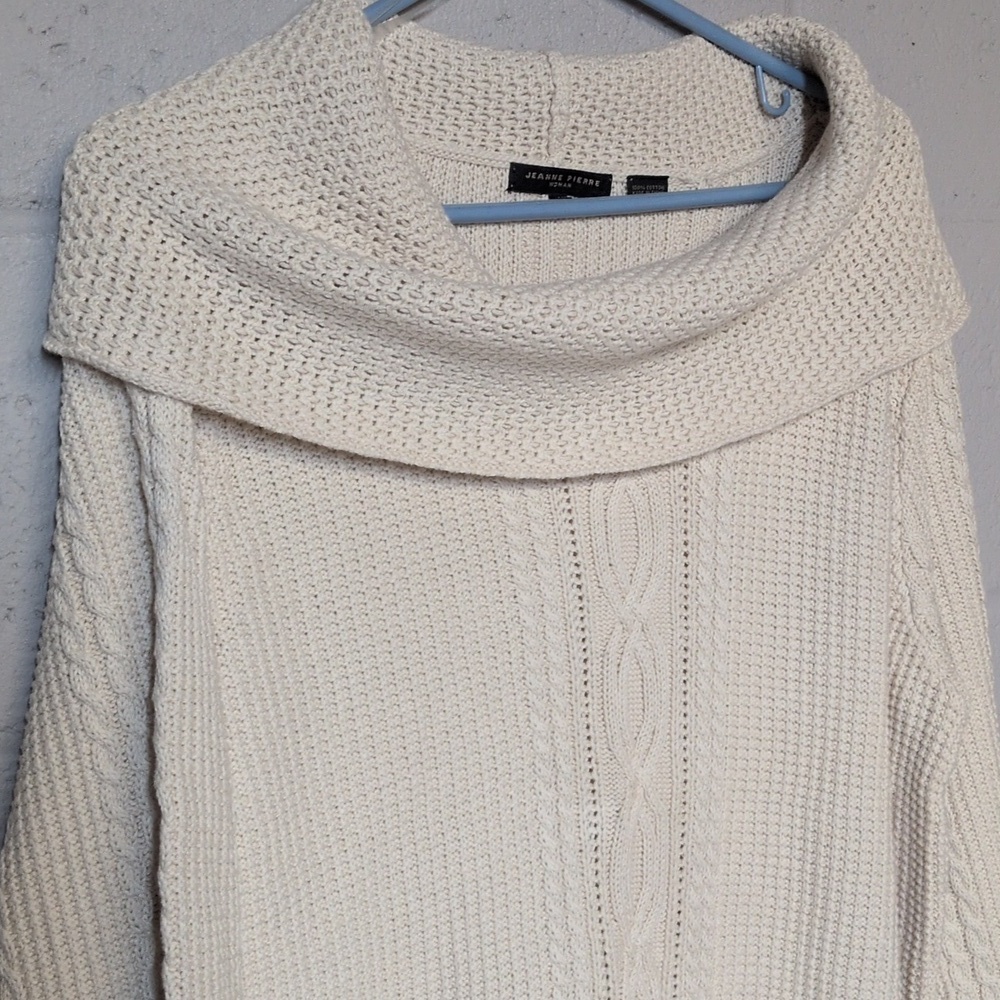 Jeanne Pierre Woman Cream Cowl Neck Sweater Size 1X, Cozycore, Neutral - Picture 3 of 7